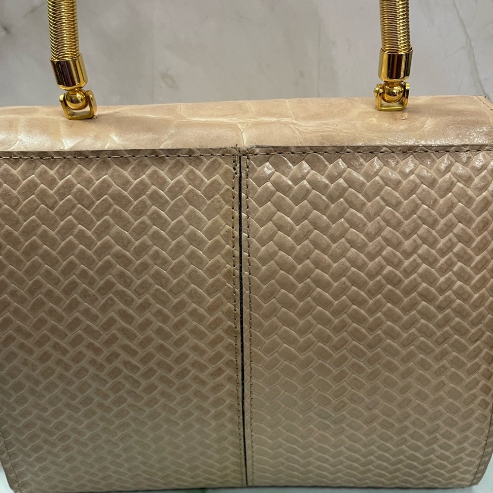 IMAX Genuine Leather Top Handle Bag Gold Hardware Made in Korea Rare Find - Picture 5 of 16